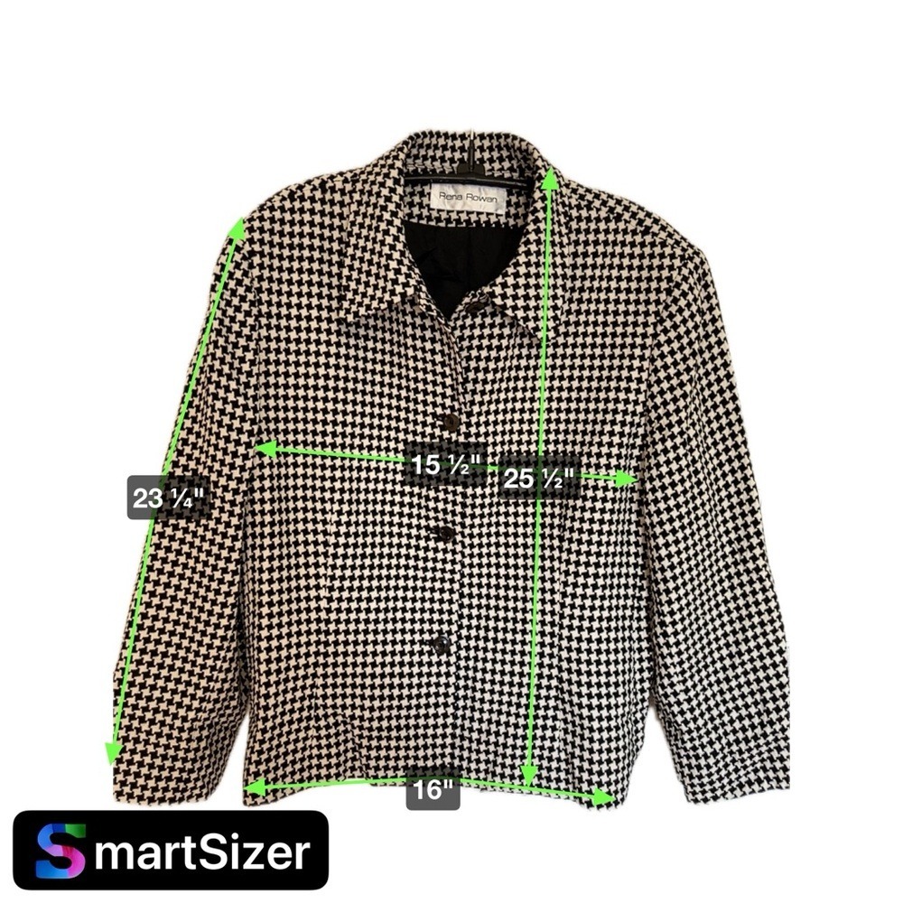 Rena Rowan 100% Wool Houndstooth Blazer Single-Breasted Fully Lined Sz-Large - Picture 14 of 15